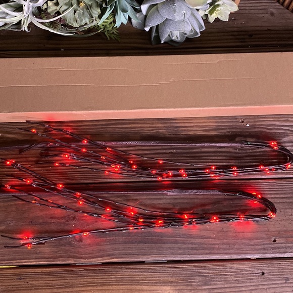 Pottery Barn LED Lit Firework Cascade Branch in Bright Red with Timer - Picture 4 of 17